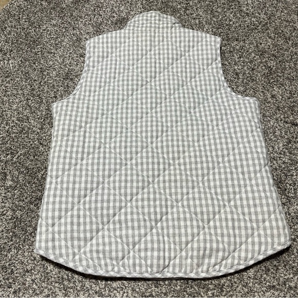 Blue Rain Grey and White Gingham Full Zip Quilted Vest Size Medium See Note - Picture 8 of 8